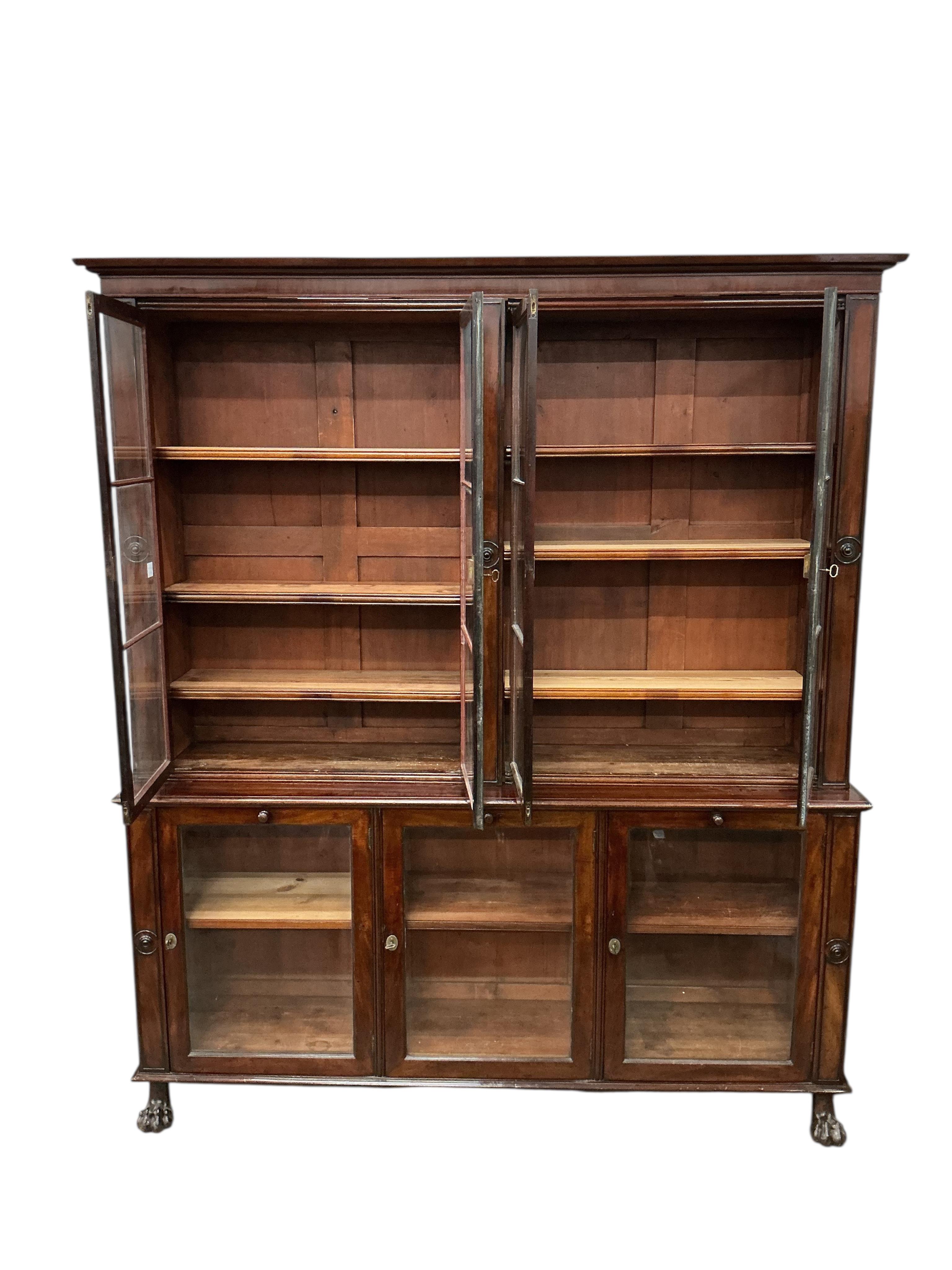 A George IV mahogany library bookcase, width 177cm, depth 37cm, height 201cm